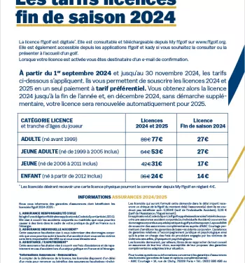 Cliquez-ici : Licence fin de saison et licence 2024-2025 : n'attendez pas !